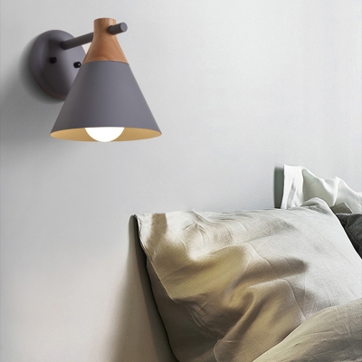 Kitchen Bedroom Conical Wall Light Metal 1 Light Simple Style Macaron Colored Sconce Light