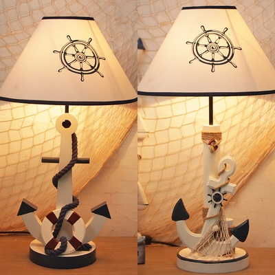 Lifebuoy/Rope Dormitory Desk Lamp Dimmable Resin 1 Light Nautical Style LED Reading Light