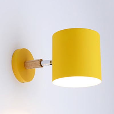 Metal Cylinder Rotatable Wall Sconce l Light Contemporary Macaron Color Sconce Light for Adult Kids Bedroom