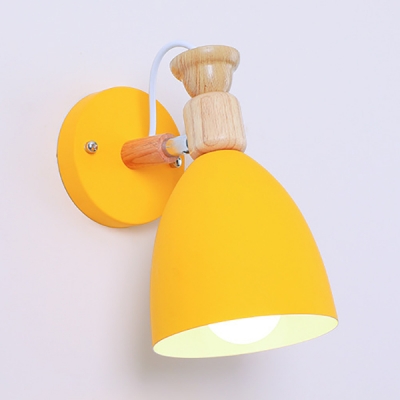 Metal Dome Wall Light Dining Room 1 Light Contemporary Rotatable Sconce Light in Macaron Color