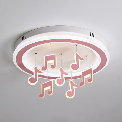 Metal Musical Note LED Ceiling Fixture Child Bedroom Nordic Style Flush Mount Light in Warm/White