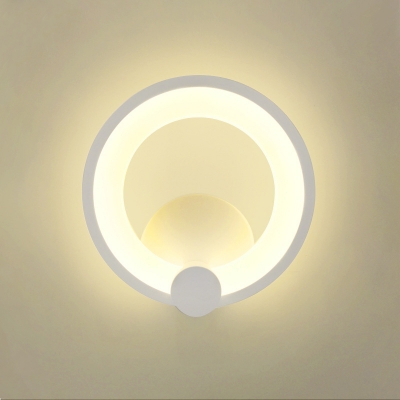 Modern Circle/Oval LED Sconce Light Acrylic White Wall Lamp in Warm for Boy Girl Bedroom Hallway