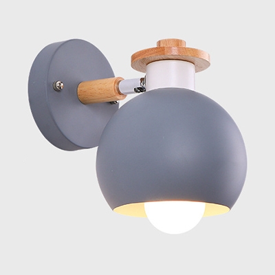 Modern Globe Rotatable Wall Lamp 1 Light Metal Candy Colored Sconce Light for Restaurant Study
