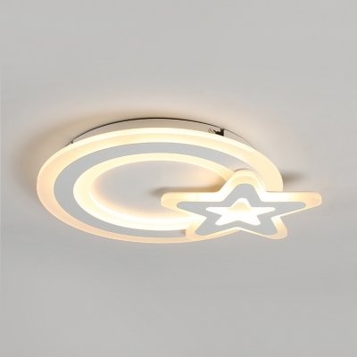 Modern Star LED Ceiling Mount Light Third Gear Dimming/Warm/White Lighting Ceiling Fixture for Bedroom