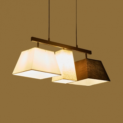 Modern Style Craftsman Hanging Light 3/5 Lights Metal Glass Black & White Island Fixture for Bedroom