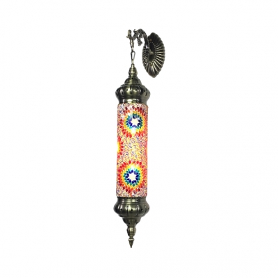 Moroccan Mosaic Tube Hanging Wall Light Stained Glass 1 Light Sconce Wall Lamp for Hotel Cafe