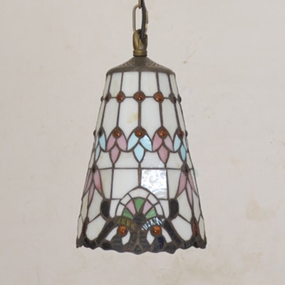 Multi-Color Bucket/Bell Pendant Light Tiffany Inca/Baroque Glass Hanging Light for Cafe