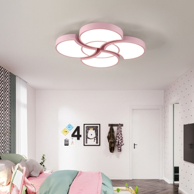Nordic Flower Flush Mount Light Acrylic Candy Colored LED Ceiling Lamp in Warm/White for Bedroom