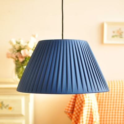 Nordic Style Fold Tapered Pendant Lamp Fabric Single Light Suspension Light for Bedroom