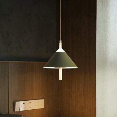 Restaurant Cone Shade Pendant Light Metal 1/3 Lights Nordic Style Green/White Hanging Light