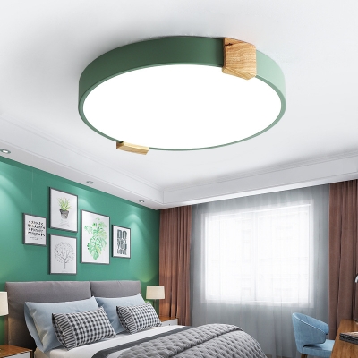 Round LED Flush Mount Light Modern Acrylic Green Ceiling Fixture in Warm/White for Adult Child Bedroom