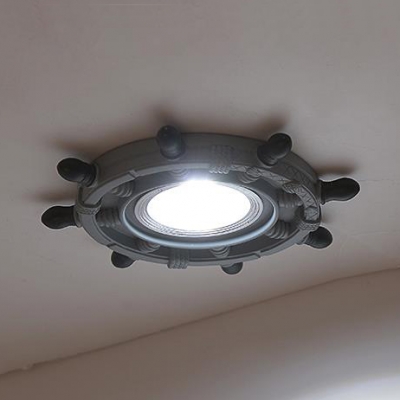 Rudder LED Flush Mount Light 1 Light Creative Metal Ceiling Light in Warm/White for Kindergarten