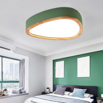 Teardrop Shape LED Flush Mount Light Macaron Acrylic Gray/Green/White Ceiling Lamp in Warm White/White