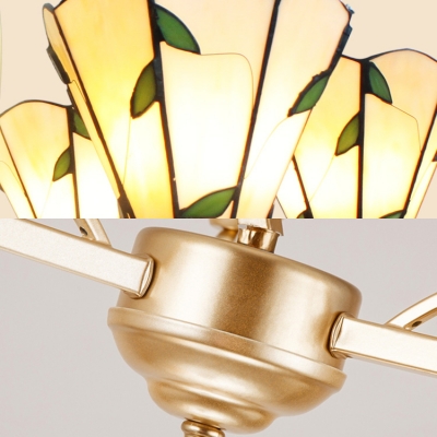 Tiffany Style Chandelier with Leaf/Sunflower 6/8 Lights Metal Pendant Light for Bedroom Hotel