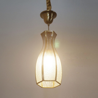 Traditional Vase Shape Ceiling Light 1 Light Glass Metal Ceiling Lamp in Brass for Bedroom