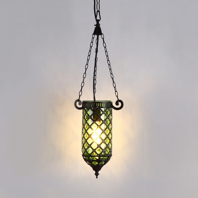 Turkish Mosaic Cylinder Pendant Light 1/4 Pack 1 Light Glass Hanging Light in Amber/Blue/Green/Purple(not Specified We will be Random Shipments)