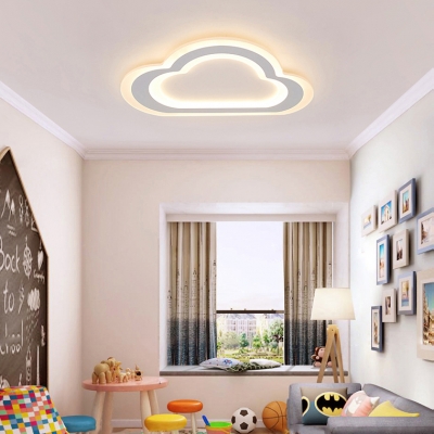 White Cloud LED Ceiling Mount Light Simple Style Acrylic Third Gear/White Lighting Flush Light for Kid Bedroom