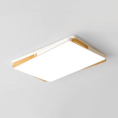 Nordic Black/White Flushmount Light 2-Tier Rectangle Acrylic Ceiling Lamp for Study Room