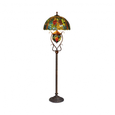 Dragonfly/Grape/Rose Hotel Floor Lamp Stained Glass 3 Heads Elegant Stylish Standing Light