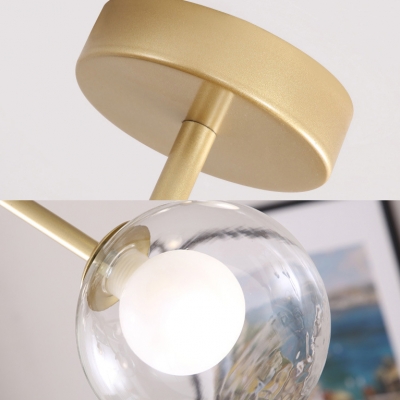 3 Lights LED Flush Mount Lighting Clear Globe Shade in Black/ Gold Finish