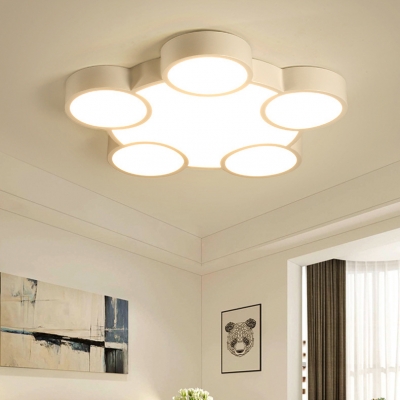 Acrylic Round LED Ceiling Light Child Bedroom 3/4/5 Heads Modern Flushmount Light in Warm/White