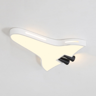 Airplane Led Ceiling Mount Light Cartoon Acrylic Third Gear White