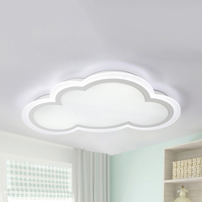 Baby Bedroom Cloud Ceiling Mount Light Acrylic Simple Style LED Flush Light in Warm/White