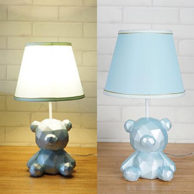 Blue/Purple/White Bear Desk Light 1 Light Simple Style Resin Plug In Study Light for Dormitory