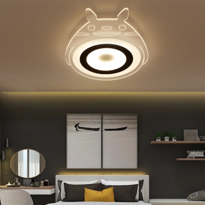 Cartoon Cat LED Flush Ceiling Light Acrylic White Ceiling Fixture with Warm Lighting/White Lighting for Teen