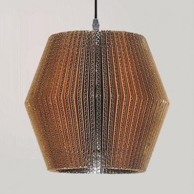 Corrugated Fiberboard Pendant Light Restaurant 1 Light Rustic Stylish Hanging Light in Beige