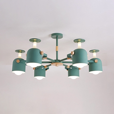 Creative Wine Glass Chandelier 6 Lights Metal Ceiling Light in Macaron White/Gray/Green for Shop