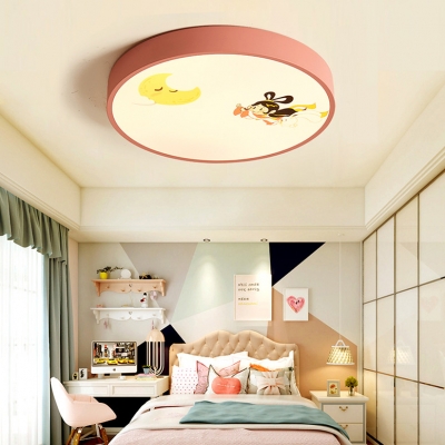 Fairy Moon Girl Bedroom Flush Mount Light Acrylic Stepless Dimming/White Lighting LED Ceiling Light
