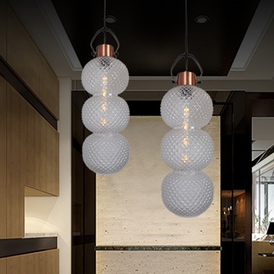 Gourd Shape Living Room Ceiling Lamp Amber/Chrome/Clear Lattice Glass 1 Light Modern Pendant Light