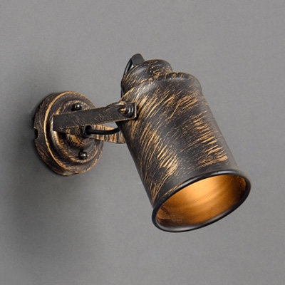 Hallway Cup Shade Wall Light Rotatable Metal Single Light Antique Style Aged Brass Sconce Light