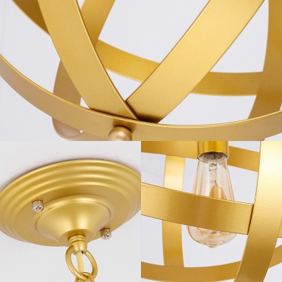 Antique Stylish Gold/White Hanging Light Globe Cage 1 Light Metal Pendant Light for Cloth Shop