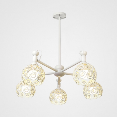 Hollow Sphere Shade Chandelier 5/6/8 Lights Nordic Style Metal Pendant Lamp for Villa Hotel