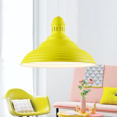 Industrial Conical Hanging Lamp Metal 1 Light Red/White/Yellow Pendant Light for Cloth Shop