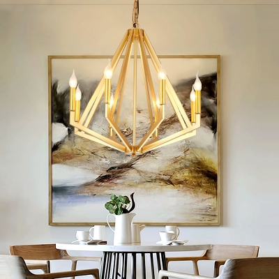 Metal Melon Suspension Light with Candle Shop 6 Lights Vintage Style Chandelier in Brass