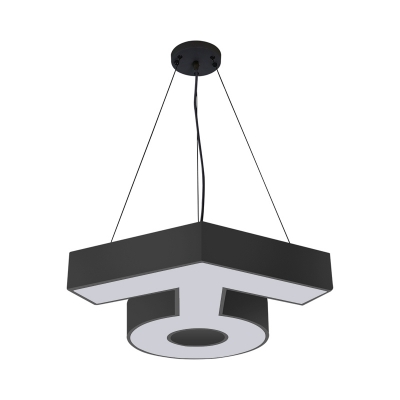 Modern Symbol Shape Chandelier Aluminum Black White Led Ceiling Lamp