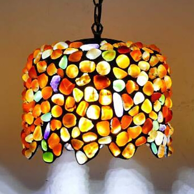 Multi-Color Agate Pendant Light 10 Inch Tiffany Antique Ceiling Lamp for Dining Table
