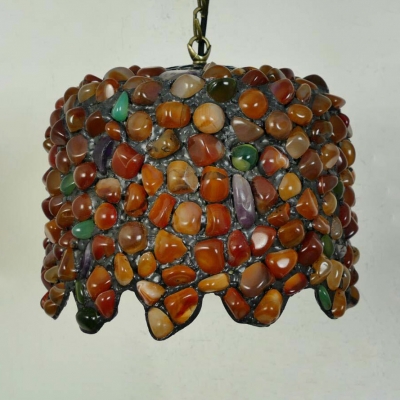 Multi-Color Agate Pendant Light 10 Inch Tiffany Antique Ceiling Lamp for Dining Table
