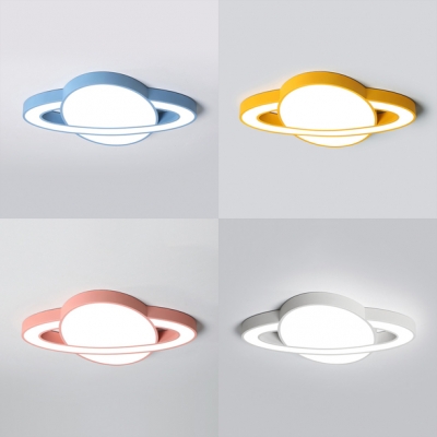 Planet Child Bedroom Ceiling Mount Light Acrylic Creative Blue/Pink/White/Yellow LED Ceiling Light with White Lighting