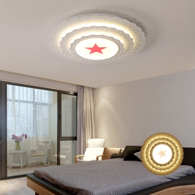 Red Star LED Ceiling Mount Light Creative Metal Flush Light in Warm White/White for Living Room