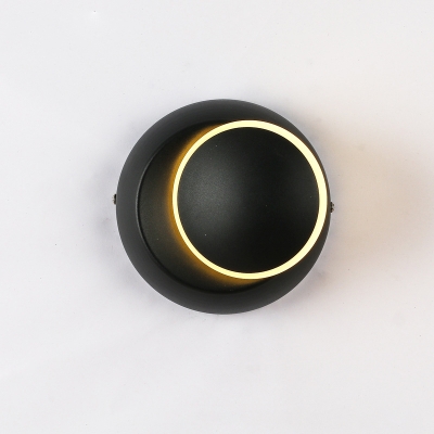 Simple Style Circle Sconce Lamp Acrylic Black/White LED Wall Lamp in Warm for Hallway Stair