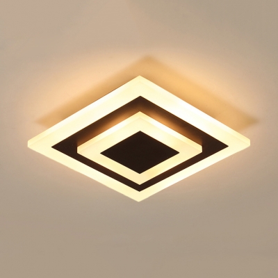 Square Child Bedroom Flush Mount Light Acrylic Nordic Style Ceiling Light in Warm/White