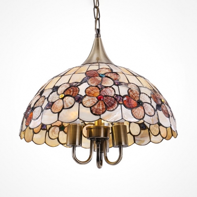 Umbrella Shade Ceiling Pendant with Desert Rose Antique Style Shell Hanging Light for Restaurant