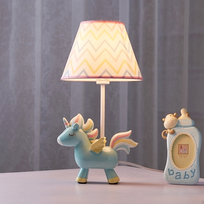 Unicorn Boy Bedroom Reading Light Dimmable Resin 1 Light Cute LED Desk Lamp in Blue