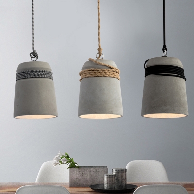 

Vintage Bucket Shape Hanging Light 1 Light Cement Ceiling Lamp in Gray for Restaurant Cafe, HL532464, Black;beige;gray