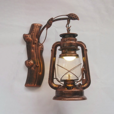 Vintage Stylish Kerosene Wall Lamp Metal 1 Light Black/Brass/Copper Hanging Sconce for Corridor