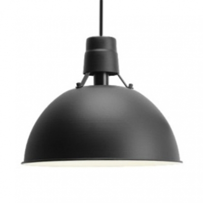 1 Light Dome Hanging Light Simple Style Metal Ceiling Light in Black/White for Kitchen
